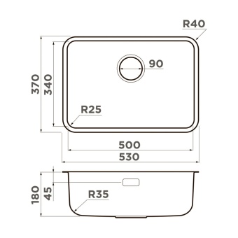 Детальное фото товара: Omoikiri Omi 53-U/I-IN Ultra Mini, мойка, нержавеющая сталь
