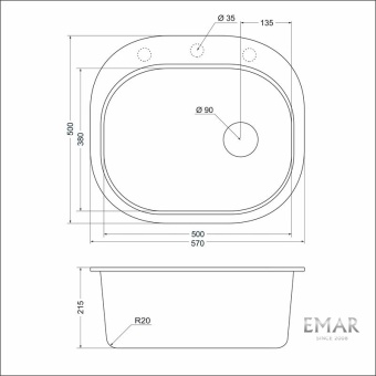 Детальное фото товара: Emar EMQ-1570.C, мойка, гранит, алмаз