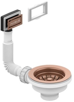 Детальное фото товара: ALVEUS выпуск для мойки 114 COPPER new c рамкой и заглушкой (гофра)