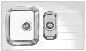 Детальное фото товара: ALVEUS GLASSIX 20 RAL9005-90, мойка, нержавеющая сталь/стекло, белый (в компл.с сифон)