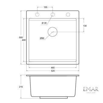 Детальное фото товара: Emar EMQ-1520.Q, мойка, гранит, агат
