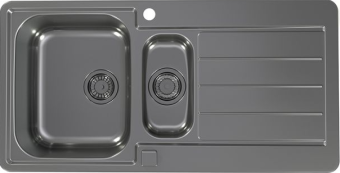 Детальное фото товара: ALVEUS LINE MONARCH 10 ANTHRACITE, мойка, нерж.сталь, антрацит (в компл. с выпуском без сифона)