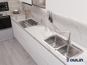 Детальное фото товара: Oulin OL-H9903 (F&P), мойка, нержавеющая сталь сатин