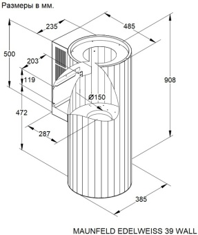 Детальное фото товара: Maunfeld EDELWEISS 39 WALL Black/Anthracite