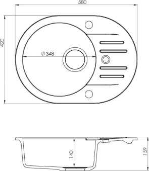 Детальное фото товара: ALVEUS GRANITAL GENESIS FOXTROT 40 G55 P-U, мойка, гранит, бежевый