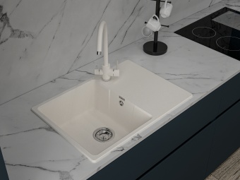 Детальное фото товара: GranFest URBAN 668L мойка, мрамор, белый