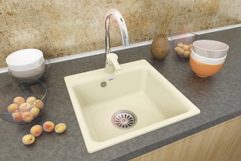 Детальное фото товара: GranFest GF-SMART 430, мойка, мрамор, бежевый