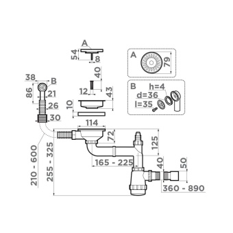 Детальное фото товара: Omoikiri WK-1CL-R-AB022 Арматура для одночашевых моек с круглым переливом, античная латунь