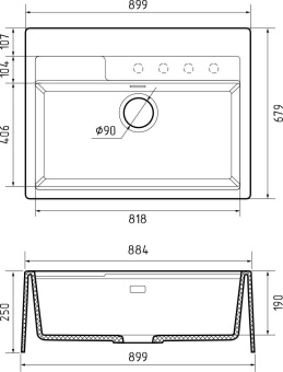 Детальное фото товара: Rivelato MODULIX MD-9082 bianco latte, мойка, керамика, белый