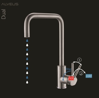 Детальное фото товара: ALVEUS DUAL G91 CARBON, смеситель, гранит, черный
