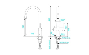 Детальное фото товара: KUCHENSTERN FLEX-FE, смеситель, нержавеющая сталь
