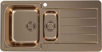Детальное фото товара: ALVEUS LINE MONARCH 10 COPPER, мойка, нерж.сталь, медный (в компл. с выпуском без сифона)