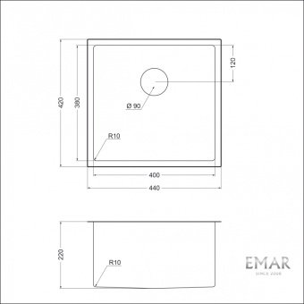 Детальное фото товара: Emar EMB-131 PVD Nano Coppery, мойка, нержавеющая сталь, медь