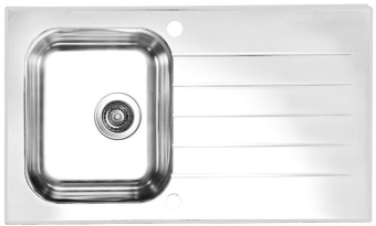 Детальное фото товара: ALVEUS GLASSIX 10 RAL9005-90, мойка, нержавеющая сталь/стекло, белый (в компл.с сифон 1127251)
