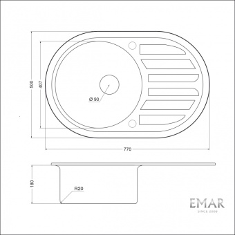 Детальное фото товара: Emar EM-7750, мойка, нержавеющая сталь