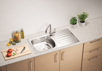 Детальное фото товара: ALVEUS BASIC 170 LEI-60 NEW, мойка, нержавеющая сталь лен (в комплекте с сифоном 1011717)