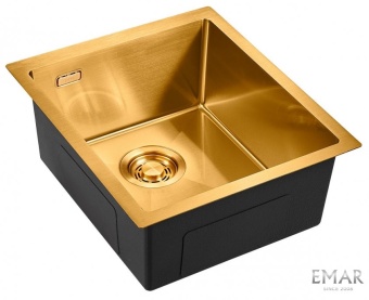 Детальное фото товара: Emar EMB-130 PVD Nano Golden, мойка, нержавеющая сталь, золото