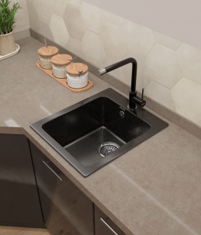 Детальное фото товара: GranFest PRAKTIK GF-P-505, мойка, мрамор, черный