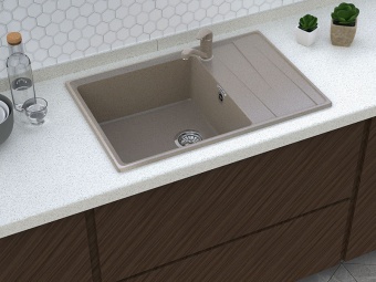 Детальное фото товара: GranFest LEVEL GF-LV-760L, мойка, мрамор, иней