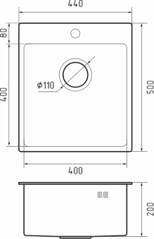 Детальное фото товара: Rivelato RINOX 4450 PVD black, мойка, нержавеющая сталь, черный
