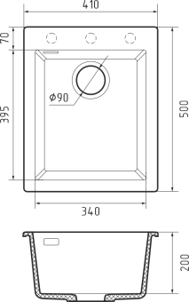 Детальное фото товара: Rivelato ZENO ZN-4150 nero profondo, мойка, керамика, черный