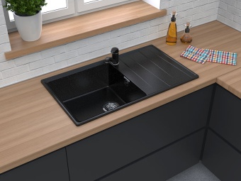 Детальное фото товара: GranFest LEVEL GF-LV-860L, мойка, мрамор, графит