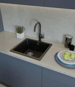 Детальное фото товара: Rivelato BERKANA BK-45 nero, мойка, гранит, черный