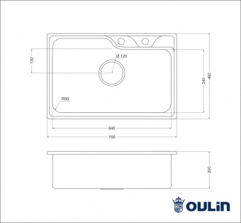 Детальное фото товара: Oulin OL-CS210S, мойка, нержавеющая сталь сатин