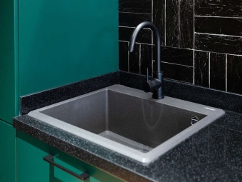 Детальное фото товара: Omoikiri Tedori 57-BL, мойка, гранит, черный