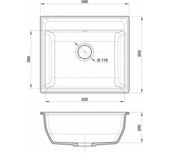 Детальное фото товара: GranFest VERTEX GF-V-580, мойка, мрамор черный