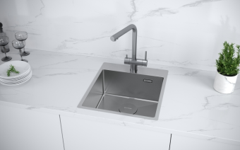 Детальное фото товара: KUCHENSTERN WERK 45, мойка, нержавеющая сталь, вороненая сталь