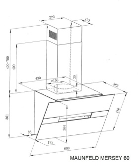 Детальное фото товара: Maunfeld MERSEY 60 нержавеющая сталь/черное стекло