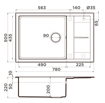 Детальное фото товара: Omoikiri Sumi 78A-LB-WH, мойка, гранит, белый