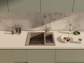 Детальное фото товара: Omoikiri Sakaime 60-2-BL, мойка, гранит, черный