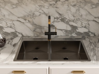 Детальное фото товара: Rivelato RINOX 8050 2В INOX, мойка, нержавеющая сталь