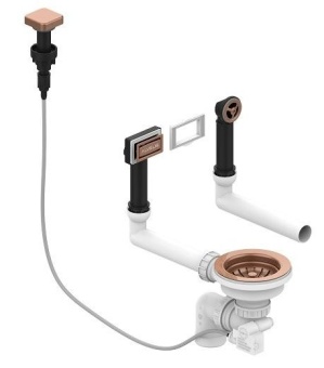 Детальное фото товара: ALVEUS выпуск для мойки с вертикальным переливом POP UP COPPER new с рамкой и заглушкой
