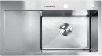 Детальное фото товара: AMALET 7848R-STR-ST, мойка, нержавеющая сталь, сатин