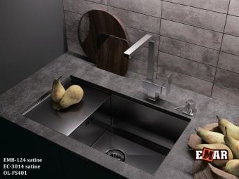 Детальное фото товара: Emar EMB-124 PVD Nano Dark, мойка, нержавеющая сталь, вороненая сталь